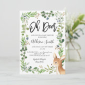 Blue Green Foliage Oh Deer Baby shower Invitation (Debout devant)