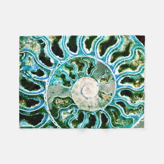 Blue Green Fossil Geode Fleece Deken (Voorkant (Horizontaal))