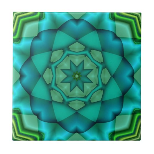 Blue Green Fractal Art Ceramic Tegel Tegeltje (Voorkant)