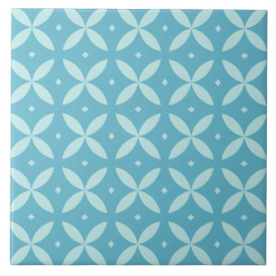 Blue Green Geometric Star Pattern Tegeltje