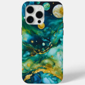 Blue Green Gold Alcohol Ink Cosmos Case-Mate iPhone Case (Achterkant)