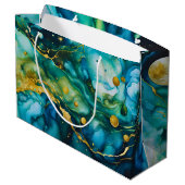 Blue Green Gold Alcohol Ink Cosmos Groot Cadeauzakje (Achterkant Gekanteld)