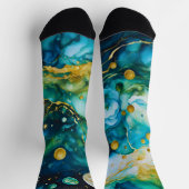 Blue Green Gold Alcohol Ink Cosmos Sokken (Top)