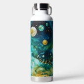 Blue Green Gold Alcohol Ink Cosmos Waterfles (Voorkant)