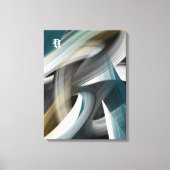 Blue Green Gold Black White Gray Abstract  Canvas Afdruk (Voorkant)