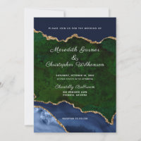 Blue Green Gold Glitter Agate Geode Wedding