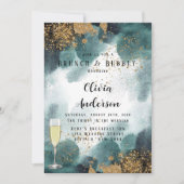 Blue Green Gold Paint Agate Brunch en Bubble Kaart (Voorkant)