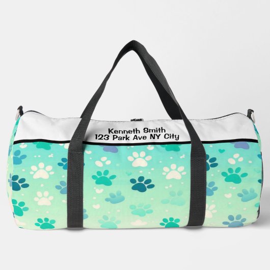 Blue Green Gradient Paw Print Bag Plunjezak (Voorkant)