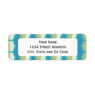 Blue Green Hexagon Retro 70's Pattern Etiket