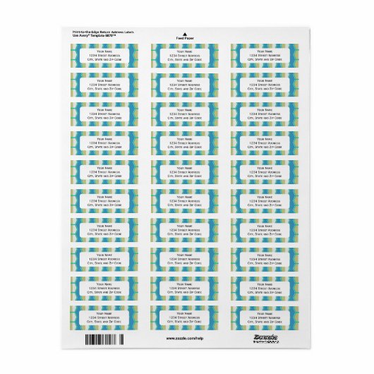 Blue Green Hexagon Retro 70's Pattern Etiket (Full Sheet)