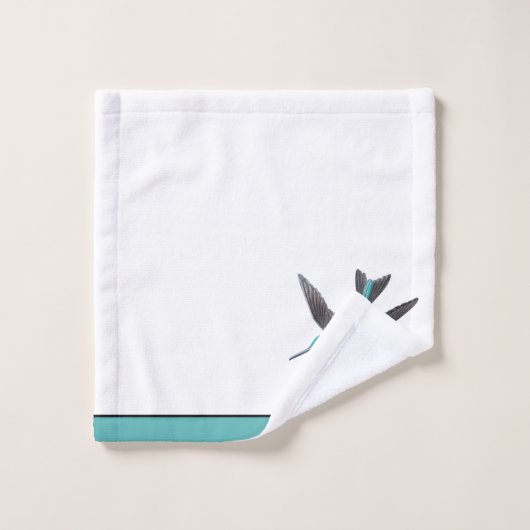 Blue Green Hummingbird waterverf Monogram initiaal Bad Handdoek (Wasdoekje)
