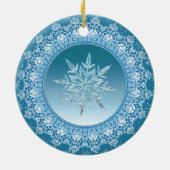 Blue Green Ice Crystal Snowflake Keramisch Ornament (Achterkant)