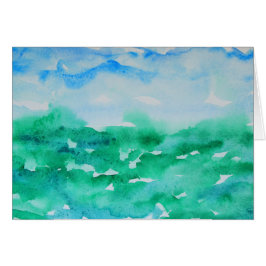 Blue Green Impressionist Landscape Waterverf