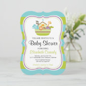 Blue Green, Invitation Baby shower d'arche de Brac (Debout devant)