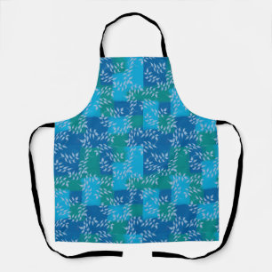 Blue Green Ivy Leaf Waterverf Schort
