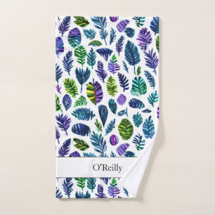 Blue Green Leaf Moderne Monogramme Pickleball Serv