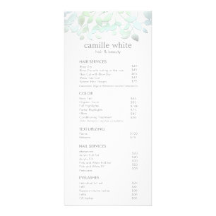 Blue Green Leaves Salon prijslijst Service Menu
