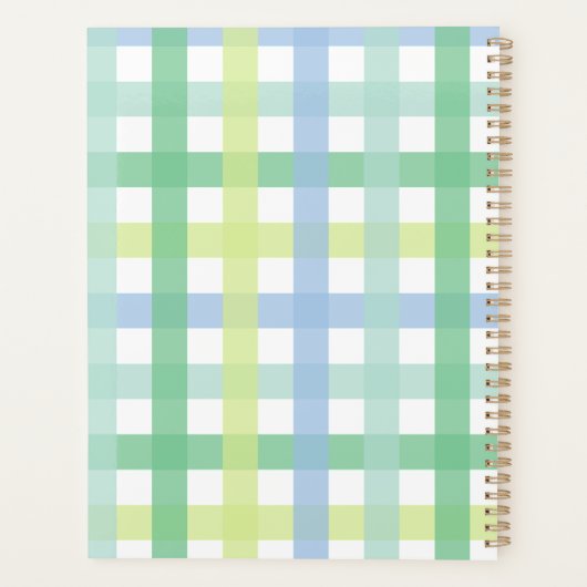 Blue Green Lime Pastel Monogram En vichy Motif (Dos)