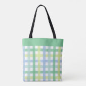 Blue Green Limoen Pastel Modern Gingham Pattern Draagtas (Achterkant)
