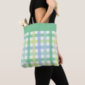 Blue Green Limoen Pastel Modern Gingham Pattern Draagtas (Dichtbij)