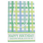 Blue Green Limoen Pastel Modern Gingham Pattern Medium Cadeauzakje (Voorkant)