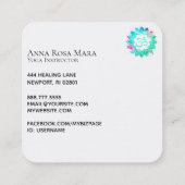 *~* Blue Green Lotus Flower Mandala om aum Symbol Vierkante Visitekaartje (Achterkant)