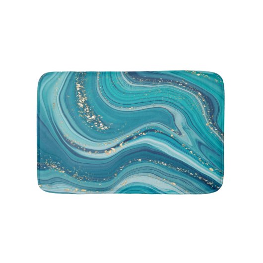 Blue Green Marged Gold Glitter Bath Mat (Voorkant)