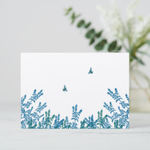 Blue Green Meadow Floral Bumble Bee Wedding RSVP