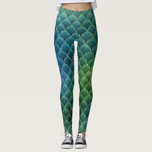 Blue Green Mermaid Leggings (Voorkant)