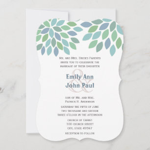 Blue Green Modern Tree Wedding Invitation Kaart