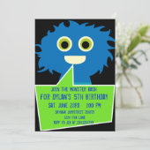 Blue Green Monster Anniversaire Invitations Enfant (Debout devant)