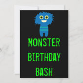 Blue Green Monster Anniversaire Invitations Enfant (Dos)