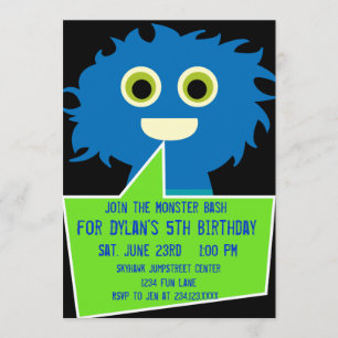 Blue Green Monster Anniversaire Invitations Enfant