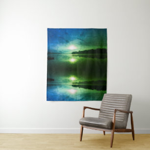 Blue Green Morning Sunrise abstract op de CT-rivie Wandkleed