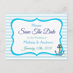 Blue Green Oceanic Ancre Enregistrer la date Carte