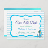 Blue Green Oceanic Ancre Enregistrer la date Carte (Devant / Derrière)