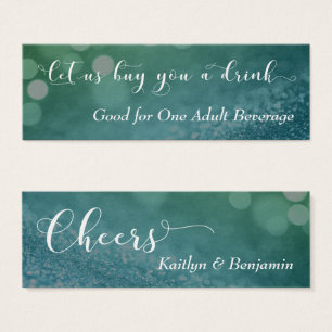 Blue Green Ombre Glitter Bokeh Mini Drink Ticket Mini Visitekaartjes