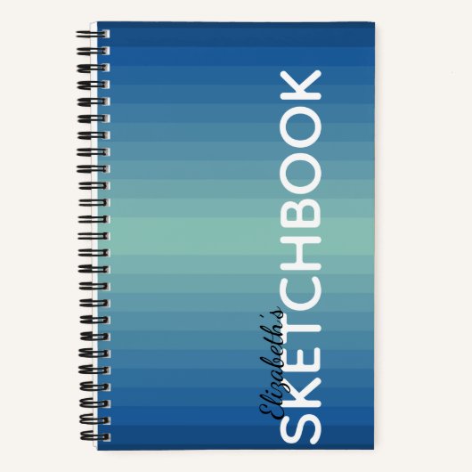 Blue Green Ombré Gradient Elégant carnet de notes (Recto)