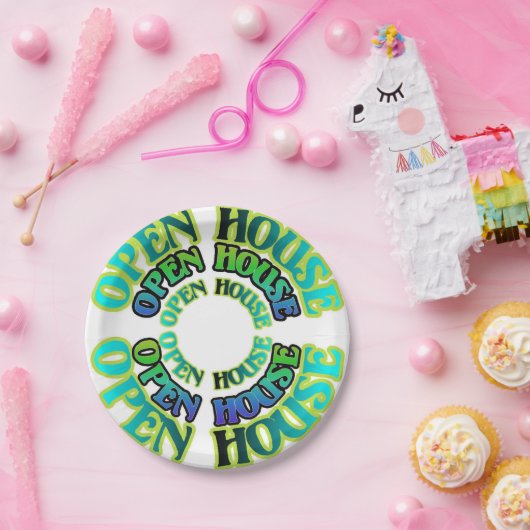 Blue Green Open House Bord Pattern (Feest)