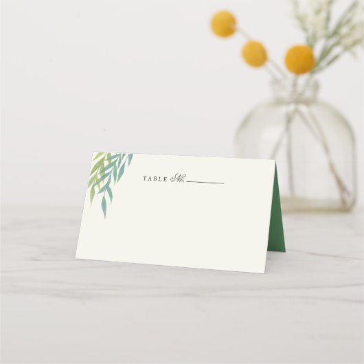 Blue Green Painted Branch Table Number Place Card (Voorkant)