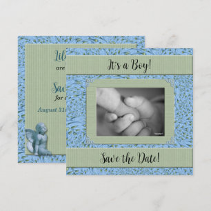 Blue Green Paisley Boy Baby shower Kaart