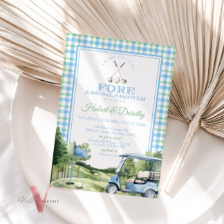 Blue Green PAR-T-SHIRT Golfbridal Shower Invitatio Kaart
