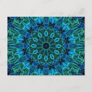 Blue Green Pareltjes kaleidoscoop Briefkaart