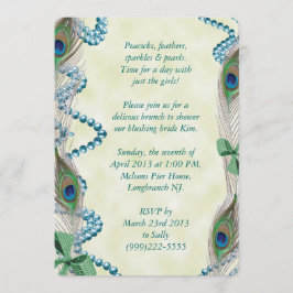 Blue/Green Peacock Invitation Kaart