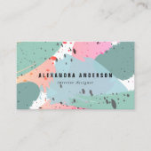 Blue Green Pink Brush Strokes Visitekaartje (Voorkant)