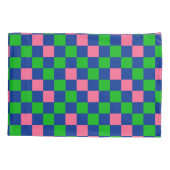 Blue Green Pink Checkered Pattern Design  Kussensloop (Achterkant)