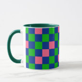 Blue Green Pink Checkered Pattern Design  Mok (Links)