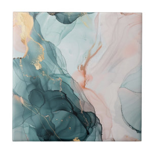 Blue, Green, Pink Marble Effect Ceramic Tile Tegeltje