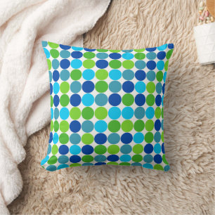Blue Green Polka Dot Designer Pillow Kussen