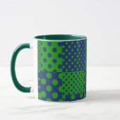 Blue Green Polka Dots Patchwork  Mok (Links)